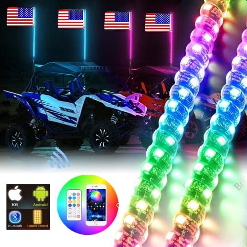 4/5FT LED Whip Light RGB Waterproof Multi-Color Flagpole Lamp Bowlight for Off-Road Sand Rails/Buggies, SxS, ATV/UTV,RZR,Trucks
