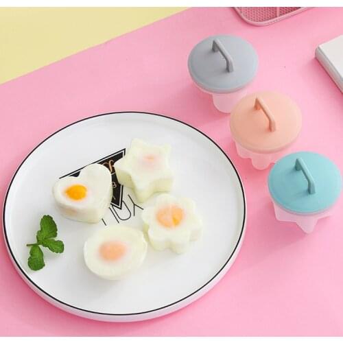 4Pcs/Set Jelly Mold Cute Egg Boiler Egg Poacher Set Kitchen Egg Cooker Tools Fried Egg Mold Form with Lid Brush Pancake Maker