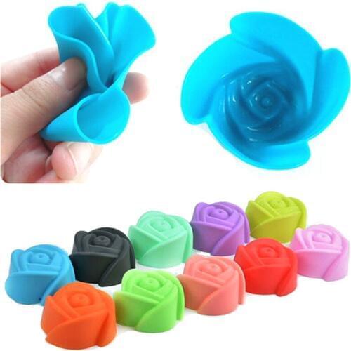 Random Color 5 PCS Rose Muffin Cookie Cup Cake Baking Chocolate Jelly Maker Mold Mould Maker