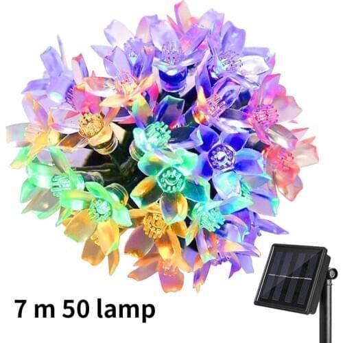 50 LEDs Solar String Lights Chain Waterproof Outdoor Lighting Decoration Lamps Flowers Christmas Party Garden LED Light Chain