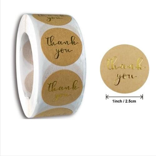 5000pcs wholesale Roll Thank You sealing sticker Bronzing silver baking stickers label Paper bag packaging 25MM Free shipping