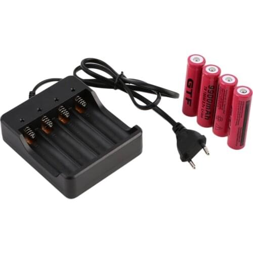 Rechargeable battery gtf + smart charger, 4 parts, 18650 3.7v, 9900mah, li-ion, ue