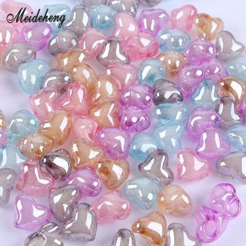Acrylic Transparent Snow Heart Bubble beads Back hole Multicolor Hair ornament jewelry accessories handmade material 20*16.5mm