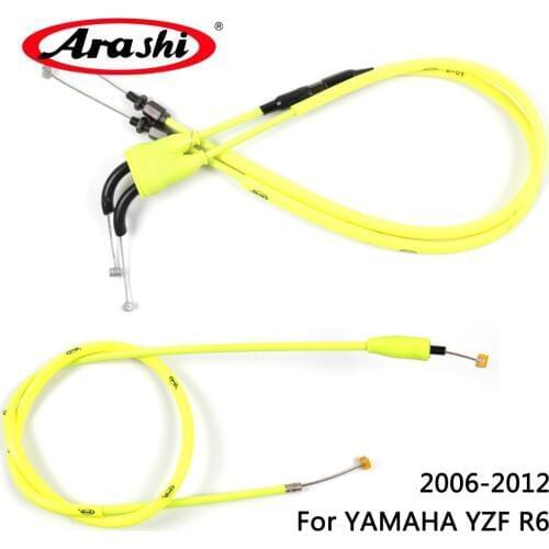 Arashi Motorcycle Throttle Line Clutch Cable Steel Wire Set For YAMAHA YZF R6 YZF-R6 YZFR6 2006 2007 2008 2009 2010 2011 2012