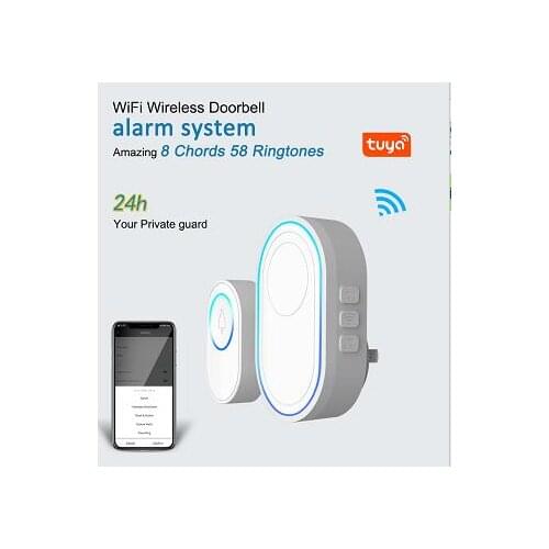 Tuya APP Remote Control Wireless WIFI Doorbell For Home Security Burglar Alarm System