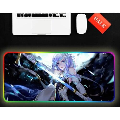 Large Anime Girl Gamer Speed Rubber Mousepad RGB Gaming Mouse Pad Computer Gamer Mousepad Large Game Rubber No-slip Mouse Mat
