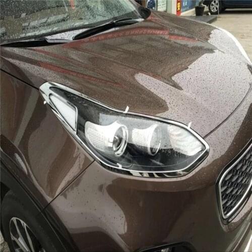 For Kia Sportage 4 QL 2016 2017 2018 ABS Chrome Front Lamp Shade Cover Headlight Covers Trim Sticker Car Accessories