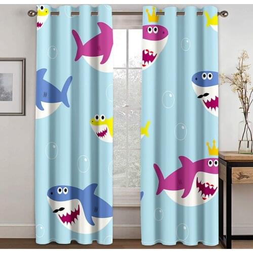 Home Animal Cartoon 3D Printing Pattern Children Bedroom Living Room Shading Custom Curtain Set Bedroom with Hook Accessories