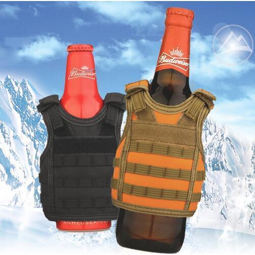 Two pieces Tactical Beer Military molle Miniature vest Hunting Vests Wine bottle Beverage Cooler vest Adjustable Shoulder Straps