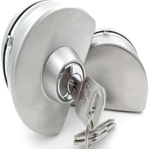 Brushed Stainless Steel Glass Door Anti-Theft Security Lock 10mm-12mm Double Swing Hinged Frameless Sliding Gate Lock with Keys
