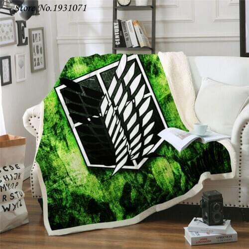 Attack on Titan 3D Printed Fleece Blanket for Beds Thick Quilt Fashion Bedspread Sherpa Throw Blanket Adults Kids 03