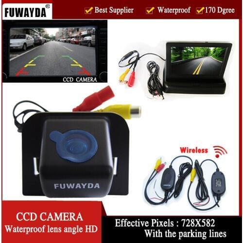FUWAYDA Wireless Color CCD Car Rear View Camera for 2012 Toyota Prius ,with 4.3 Inch foldable LCD TFT Monitor HD