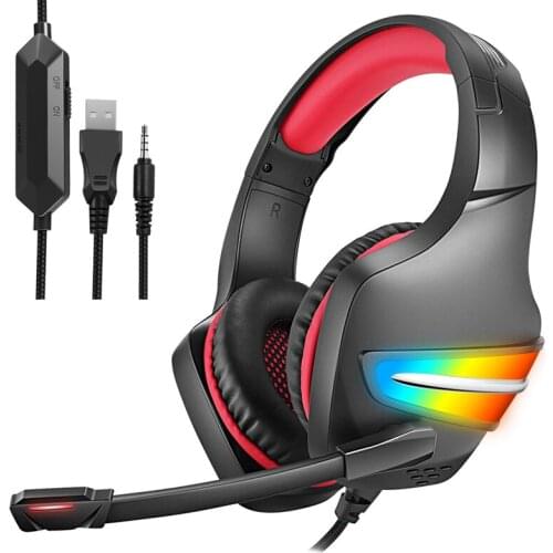 J6 Gaming Headset with Mic and Noise Cancellation Headphone Gaming with Led Light for Phone,Laptop,PS4,PS5,PC