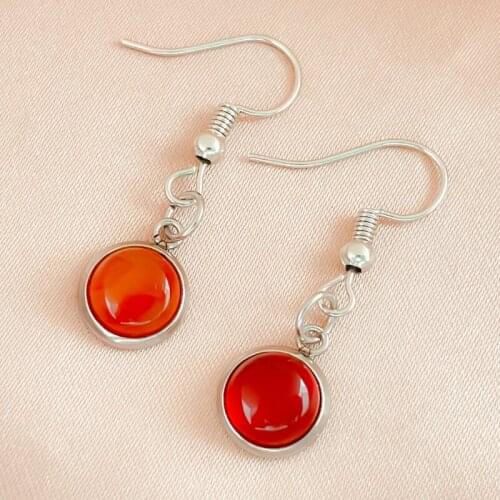 Exquisite Cute 8mm Natural Stone Earrings for Women Malachite Opal Red Agate Chalcedony Stainless Steel Boho Trendy Earrings