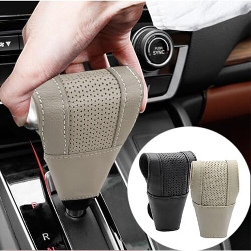Lether Car Accessories Gear Shift Knob Collars Cover Protect Auto Gearbox Gearshift Stick Handle Level Change Case Protection