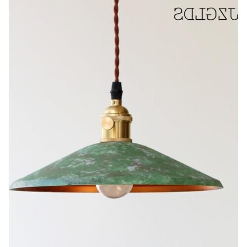 Loft American Iron Vintage Small Copper Umbrella Lamps Pendant Light Single Crystal Glass Pendant Light deco maison