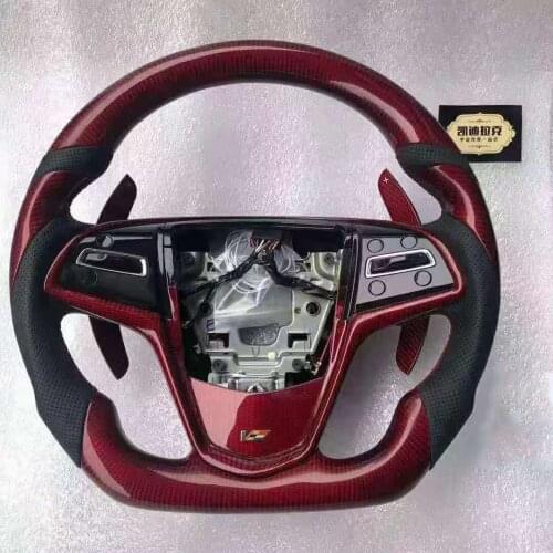 Matt/Gloss Cuatomized Real Carbon Fiber Sports Steering Wheel Alcantara Leather compatible for Cadillac CTS ATS ATSL 2017-2021