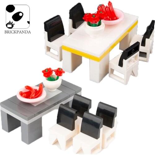 Moc Building Blocks City Accessories Locking Creator Figures Parts Desk Table Furniture Decoration Bricks DIY Toy for Kids