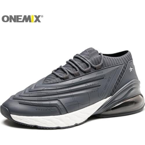 ONEMIX Mens Running Shoes Air 270 leather Shoes Shock Absorption Cushion Soft Energy Midsole Outdoor Sneaker Eur Top Quality