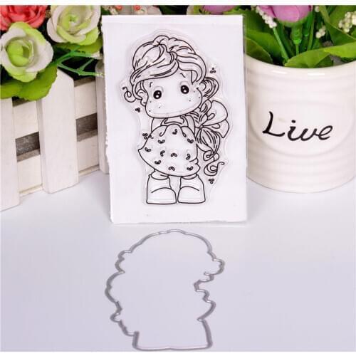 New girl cartoon pattern Stamp And metal die Scrapbooking Alphabet Stamp Embossing Craft making Silicone Transparent Stamps