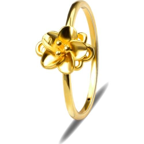 NYMPH 100% 18K Yellow Gold Ring Pure AU750 Fine Jewelry Rose Shape Design For Women Engagement Party Gift