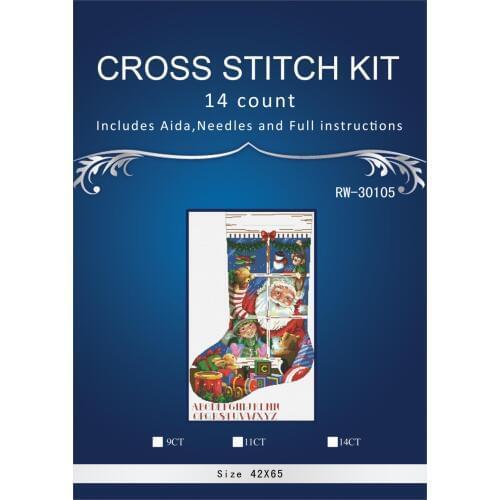 Oneroom Snow birds christmas sock Embroidery Crafts Needlework 14CT Unprinted Arts Cross Stitch Kits DMC DIY Quality 40