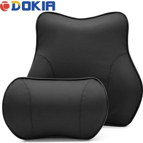 PU Leather Car Headrest Pillow Memory Foam Car Lumbar Pillow Car Pillow For Waist Lumbar Support For Office Chair Cushion