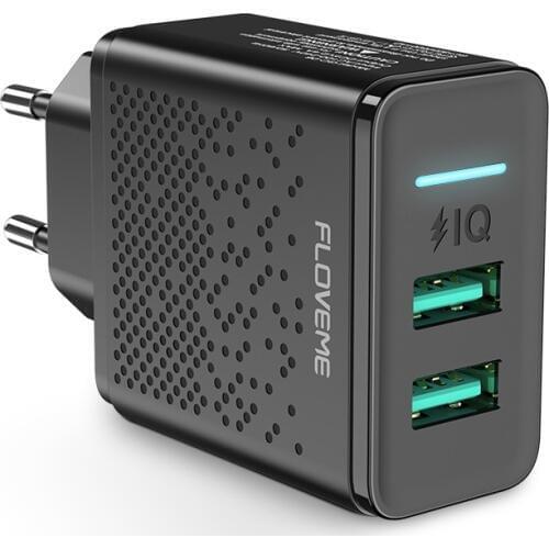 Portable 2 Port USB Charger for IPhone X XR Xs Max 5V 2.4A Fast Charging Wall Phone Charger for Samsung Huawei P30 EU Adapter