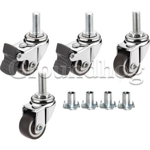 4Pcs Swivel Stem Threaded Casters, 1 Inch TPE Mute Caster Wheel Replacement for Carts Trolley Baby Bed Furniture Cabinet Table