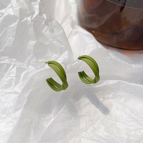 Simple Geometric Green Circle Stud Earrings Elegant Ladies Wedding Engagement Jewelry Fashion Party Earrings Accessories