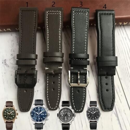 20mm 21mm 22mm Italian Cowhide Watch Strap Leather Watchband Suitable for IWC PILOT PORTUGIESER PORTOFINO Series Watch