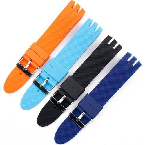 Watch Accessories Pin Buckle Silicone Strap Women Suitable for Swatch YTS401 402 409 713 YTB400 Rubber Strap Men Watch band