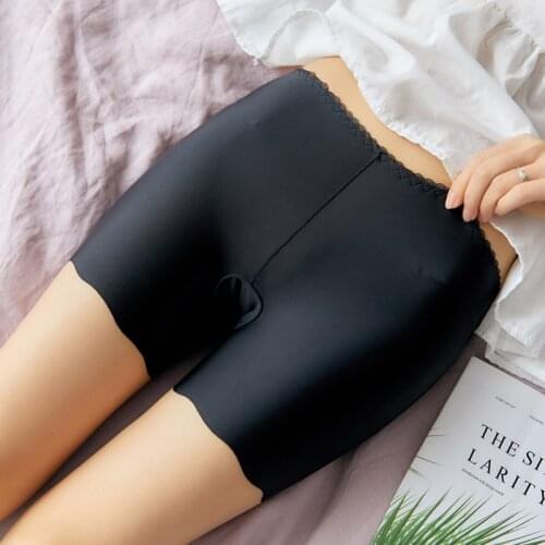 Women Boyshorts Pants Summer Soft Ice Silk Sexy Womens Safety Short Pants Seamless Nylon Exposed Short Pants Girls Underwear