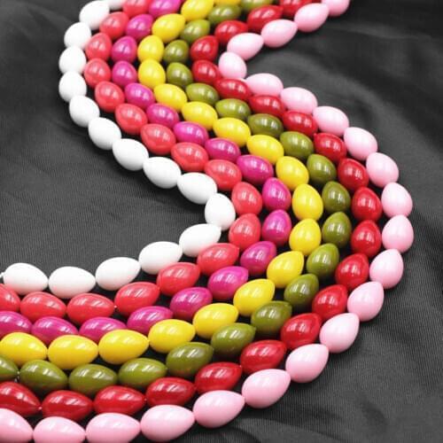 Waterdrop Candy Color Glass Loose Beads DIY Accessories Multi Varnish Shell Baking Paint Plastic Jewelry Making Finding 15" A874