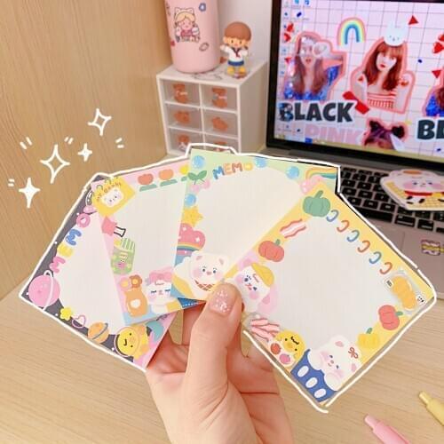 Yisuremia 100 Pages Kawaii Cartoon Bear Memo Pads Note Paper Message Cute Decorative Notepad Office School Supplies Stationery