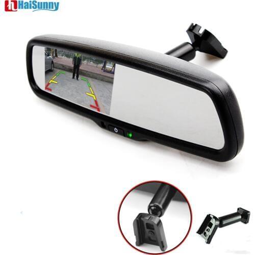 HaiSunny 4.3" HD TFT 800*480 LCD Car Parking Mirror Monitor With Original Bracket 2 Video Input For Rear view Camera