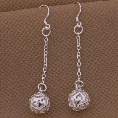 AE318 Lucky Silver Color Earrings For Women Jewelry Women Accessories Popular Ball /artajjaa Aouajgba