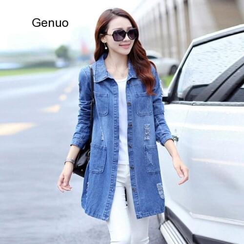 Women Coat Plus Size 3XL 4XL 5XL Autumn Casual Oversize Long Sleeve Denim Jacket Cardigan Overcoat Outerwear Bomber