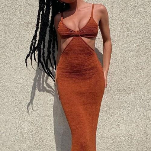 Ladies Dress New Halter Temperament Elegant Self-Cultivation Sexy Night Sky Sling Skirt Long Street Backless Dresses 2021 Summer