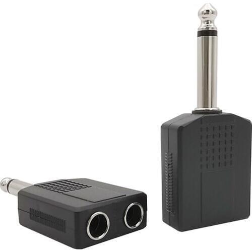 1Pcs 1/4" Jack Plug Audio Adapter Single 6.35 Male to Female 6.35mm Mono Stereo Jack Headphone Microphone Y Splitter Converter