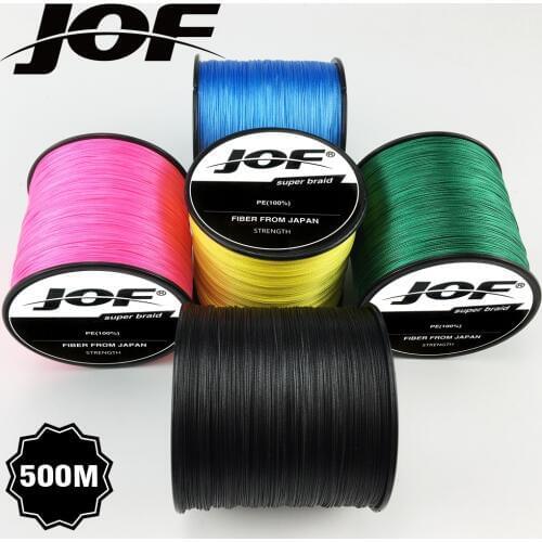 2019 JOF 500m Line For Fishing 8 Strands PE Carp Fishing Braided Wire Pesca 22-88LB 9 Colors Multifilament Super Strong Cord