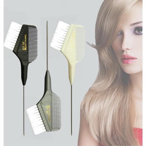 3pcs Hair Dye Tint Highlight Perm Oil Treatment Brushes Multi-purpose Wool Hair & Metal Rat Tail Professional Comb Pincel UN394