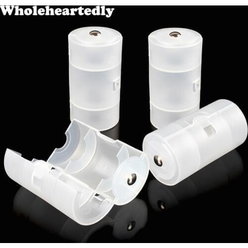 4pcs/lot Transparent White Plastic AA to D Size Cell Battery Conversion Adapter Switcher Converter Case Box Wholesale
