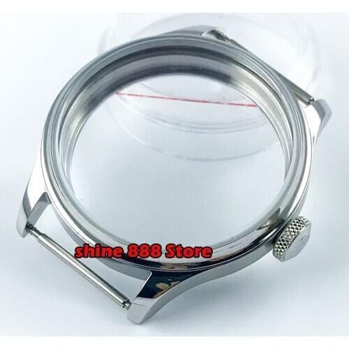 44mm stainless steel silver watch case fit ETA 6497 6498 Sea gull ST3600 ST3620 hand winding movement