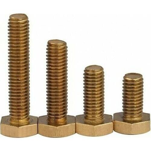 5pcs M4M5 Solid brass hexagon screws / H62 brass full thread hexagon bolts
