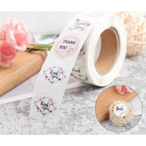 500pcs/roll Thank You Stickers Seal Labels for Envelope Cards Gift Packaging Supplies Scrapbooking Sticker Party