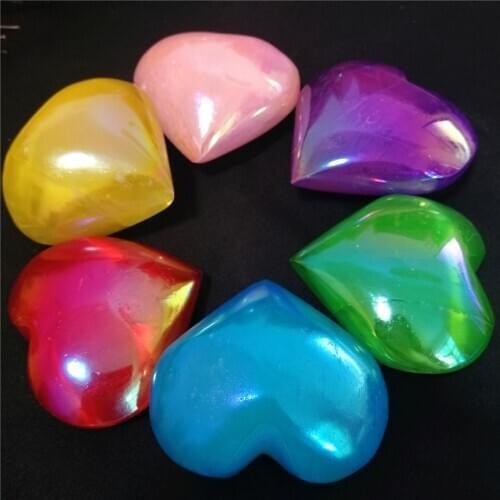 55-60mm Natural selenite Heart Shaped Crystal Healing Crystals Stones Titanium Rainbow Angel Aura Quartz Heart For Healing Gift