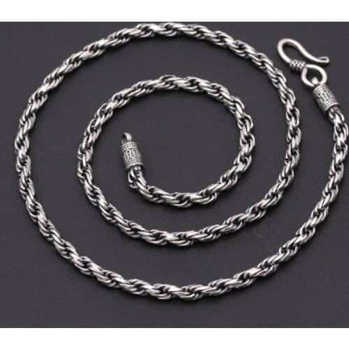 4mm Real Solid 925 Sterling Silver Necklace Collarbone Chain men women jewelry A4725