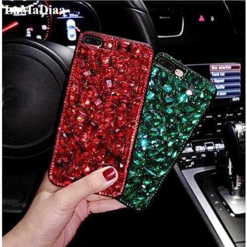 LaMaDiaa Christmas Gift Case for iPhone X XS MAX XR 5 6 7 8 Plus Luxury Classic Red diamond Rhinestone soft TPU case cover