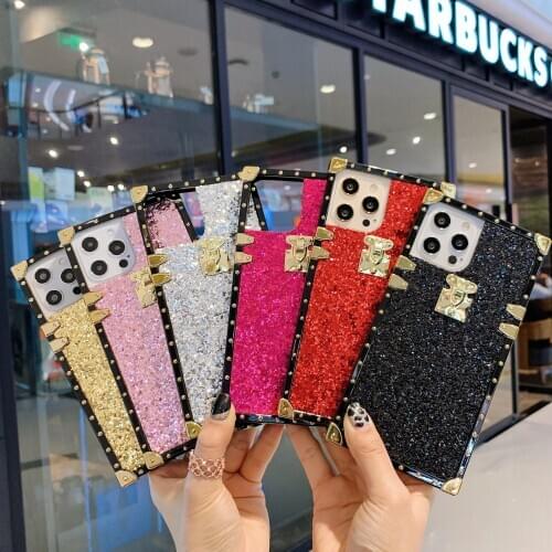 Luxury Shiny Plain Color Glitter Phone Case for iPhone 12 Pro Max 11 6 7 8 Plus X XS XR SE 2020 Shockproof Soft TPU Back Cover
